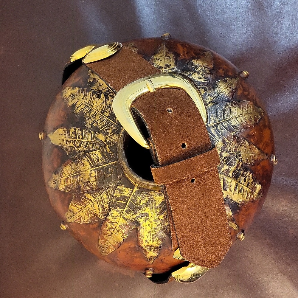 Vintage Suede Statement Belt with Gold-Tone Metal Clasps